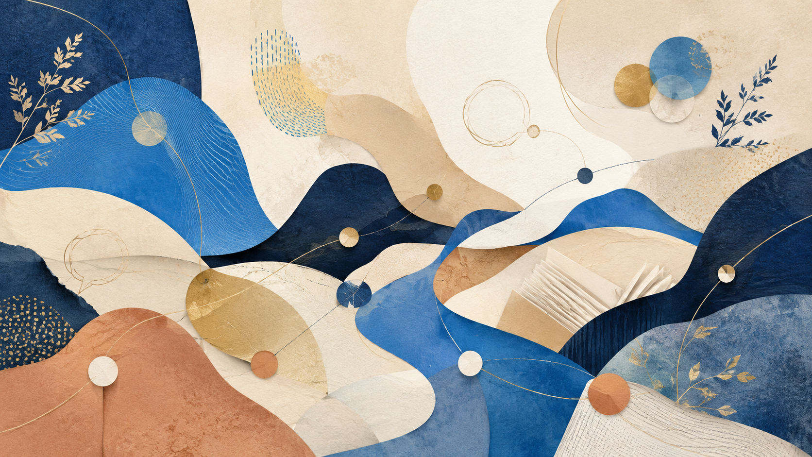 Abstract composition representing collaboration, knowledge and practical support
